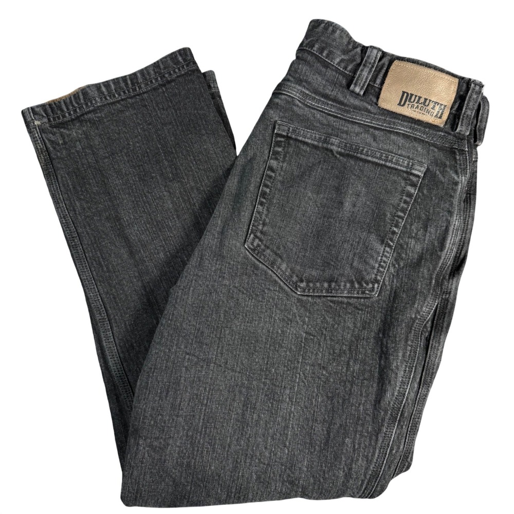 Duluth Trading Co Flex Ballroom Jeans Mens 36x30 Black Straight Leg Work Denim